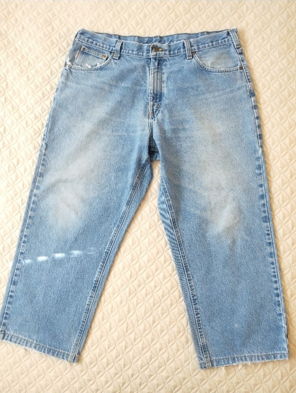 Vintage Carhartt Jeans Mens 40x30 Light Wash Loose Fit Straight Denim